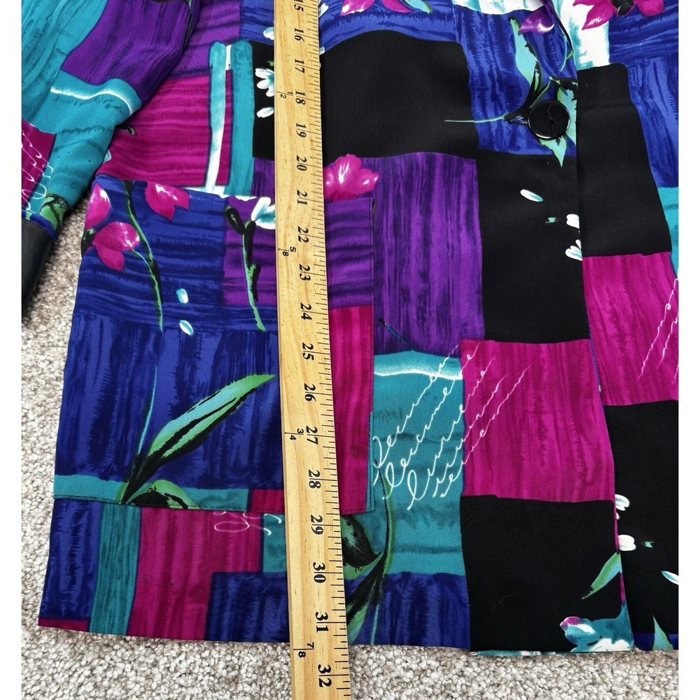 Willow Ridge Patchwork Blazer Womens Large Purple Vintage Floral Jacket 90s - Picture 2 of 6